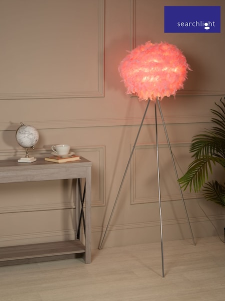 Searchlight Chrome Fandango Feather Tripod Floor Lamp (W78523) | £74