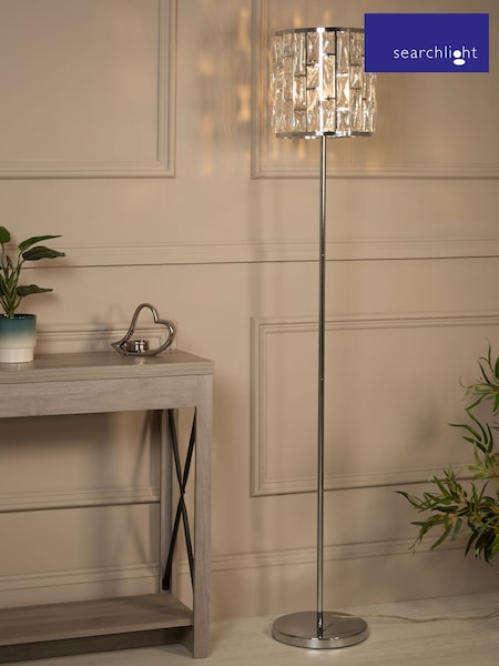 Searchlight Chrome and Clear Jenny Floor Lamp Crystal Glass (W78524) | £177