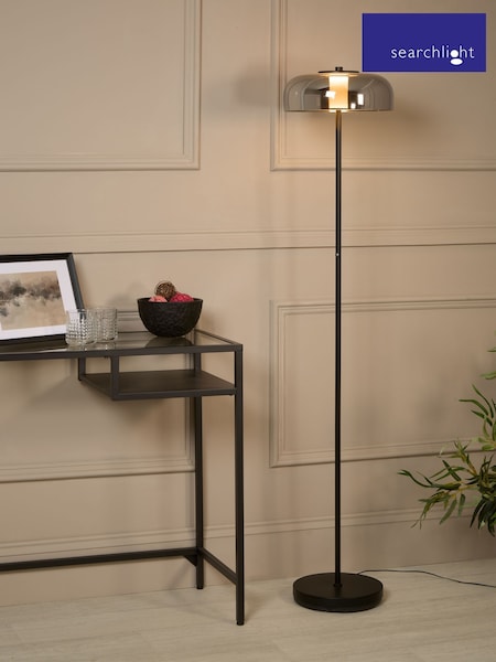 Searchlight Black Jenson Floor Lamp Smoked Glass (W78526) | £126