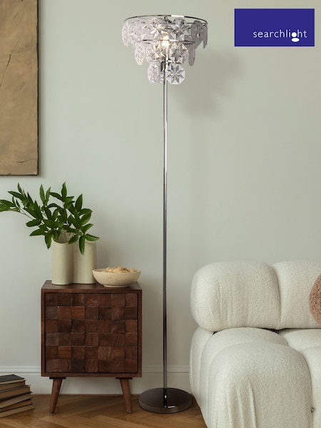 Searchlight Chrome and Clear Stella Acrylic Shade Floor Lamp (W78528) | £71