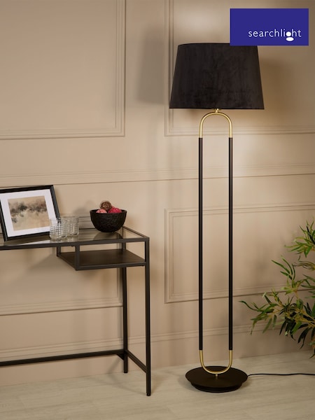 Searchlight Matt Black and Satin Brass and Black Simone Floor Lamp (W78531) | £168