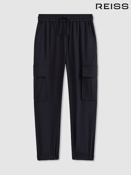 Reiss Navy Lucian 13-14 yrs Technical Drawstring Trousers (W78533) | £40