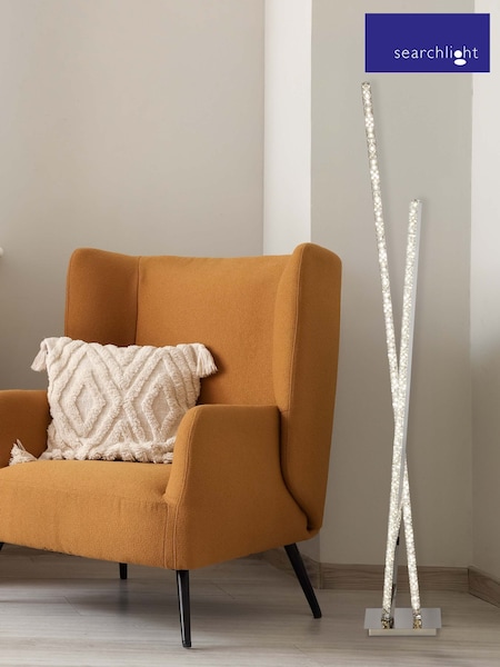 Searchlight Chrome and Clear Degree Clear Crystal Floor Lamp (W78535) | £210