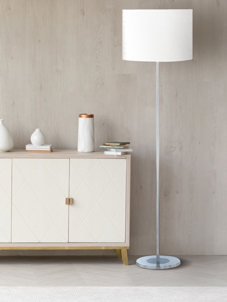Searchlight Chrome and Satin Silver Ruem Floor Lamp (W78538) | £88