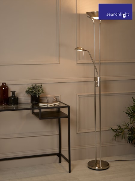 Searchlight Satin Silver and Clear and Frosted Mother and Child Carina and Sol Floor Lamp (W78540) | £84