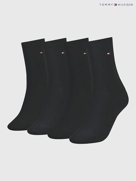 Tommy Hilfiger Black Stretch Cotton Socks 4 Pack (W78676) | £28