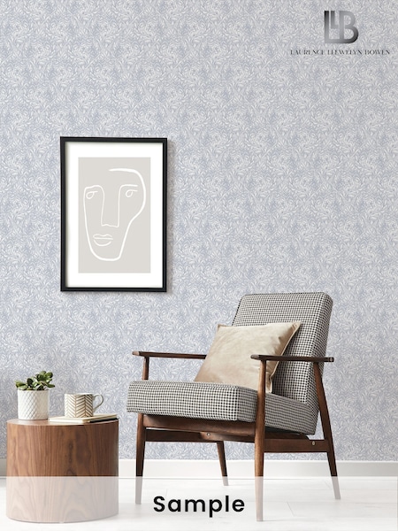 Laurence Llewelyn-Bowen Blue Rambleicious Floral Print A4 Wallpaper Sample (W78708) | £1