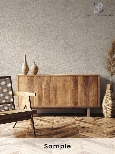Laurence Llewelyn-Bowen Beige Down The Dilly Floral Print A4 Wallpaper Sample (W78721) | £1