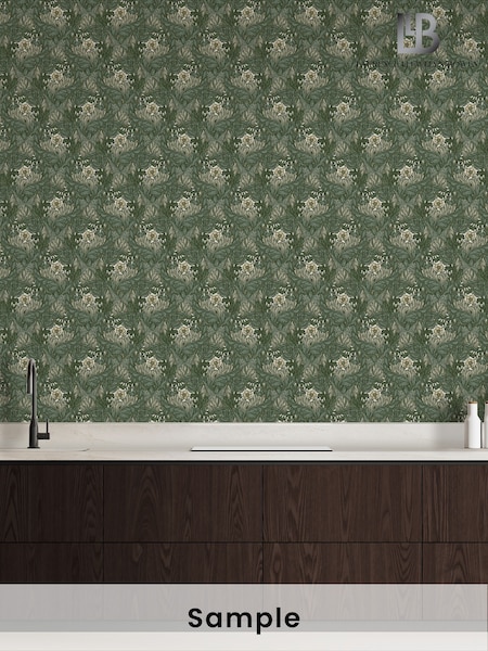 Laurence Llewelyn-Bowen Green Rambleicious Floral Print A4 Wallpaper Sample (W78724) | £1