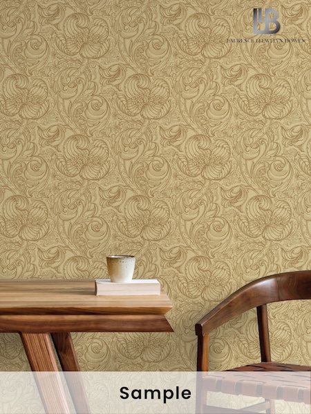 Laurence Llewelyn-Bowen Yellow Down The Dilly Floral Print A4 Wallpaper Sample (W78728) | £1