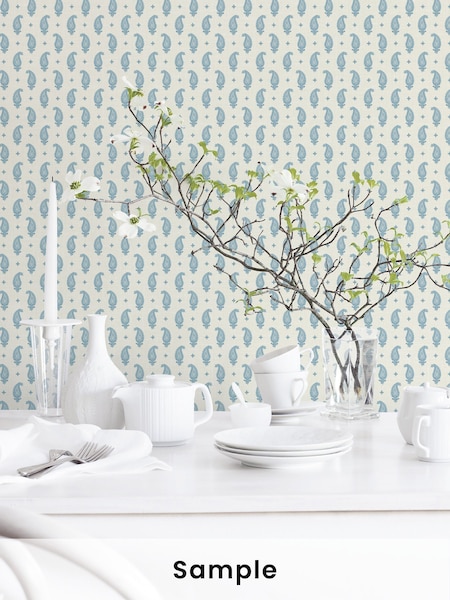 Galerie Blue French Country Motif A4 Wallpaper Sample (W78738) | £1