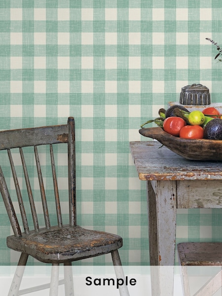 Galerie Blue French Country Plaid A4 Wallpaper Sample (W78766) | £1