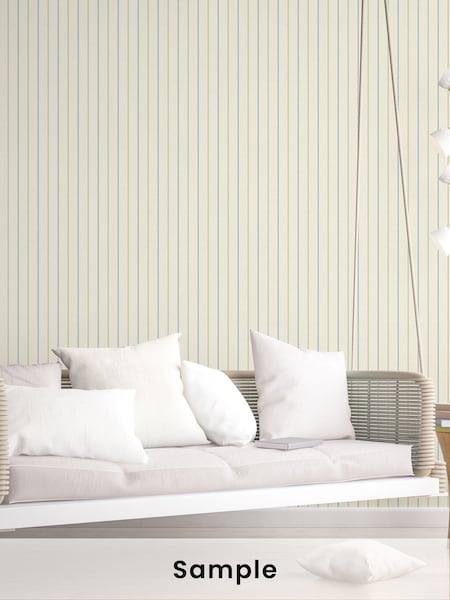 Galerie Blue French Country Stripe A4 Wallpaper Sample (W78770) | £1
