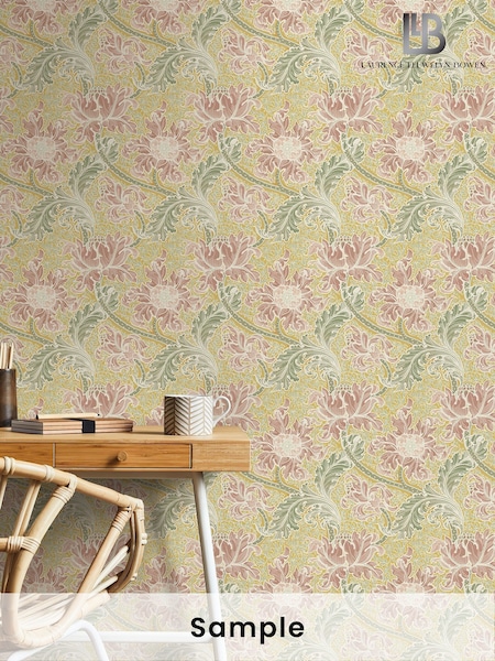 Laurence Llewelyn-Bowen Yellow Morris Major Floral Print A4 Wallpaper Sample (W78795) | £1