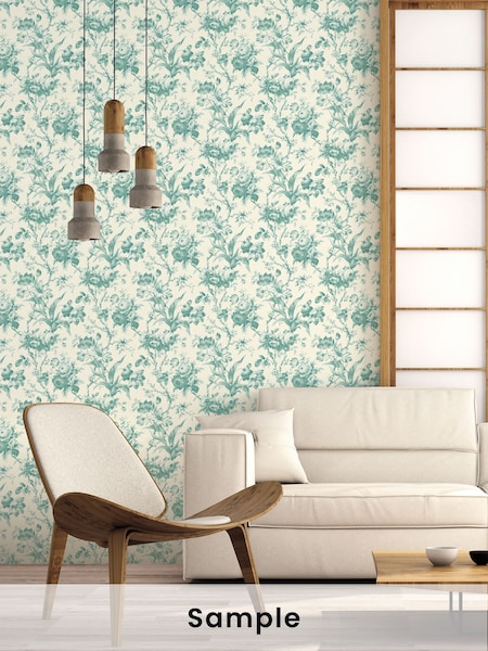 Galerie Green French Country Floral Print A4 Wallpaper Sample (W78804) | £1