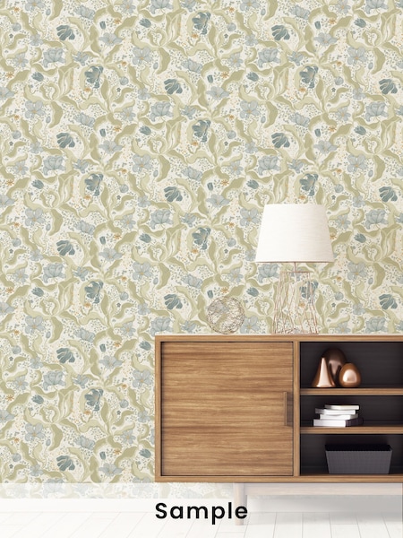Galerie Green Sommarang 2 Floral Print A4 Wallpaper Sample (W78810) | £1