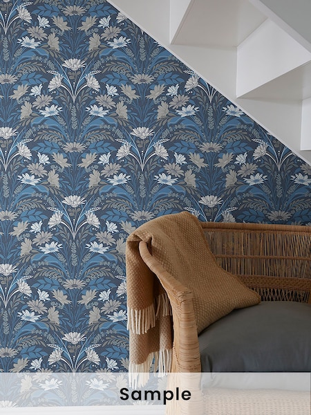 Galerie Blue Sommarang 2 Floral Print A4 Wallpaper Sample (W78837) | £1