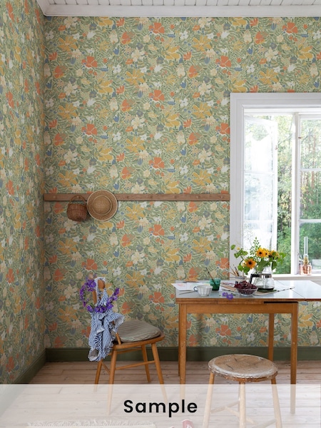 Galerie Green Sommarang 2 Floral Print A4 Wallpaper Sample (W78850) | £1