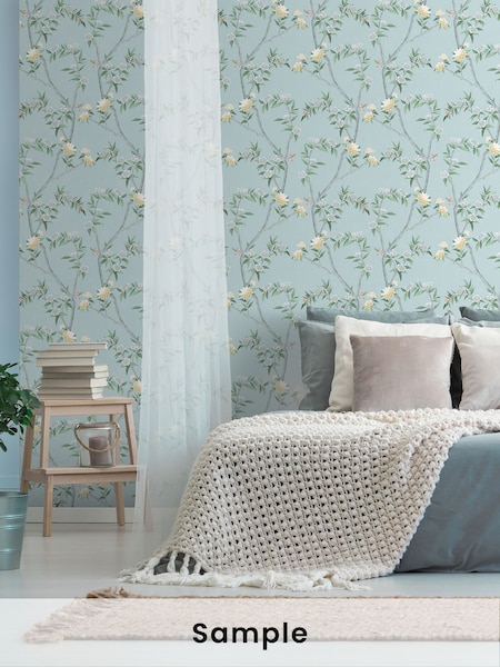 Galerie Blue Spring Blossom Chinoiserie A4 Wallpaper Sample (W78851) | £1