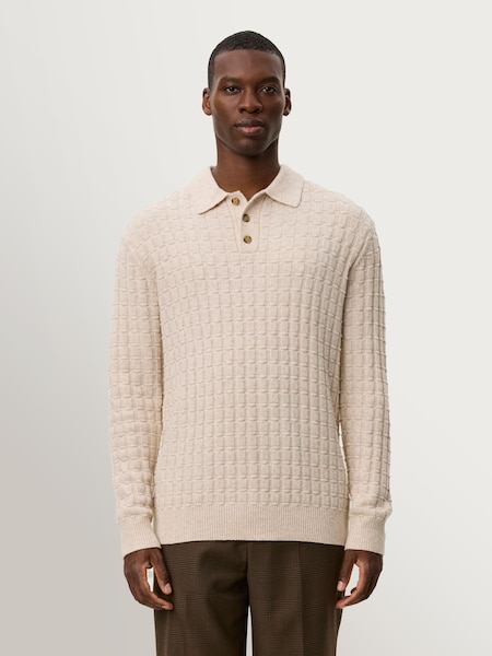 Les Deux Natural Gustav Squared Structure Polo Knit Jumper (W78907) | £150