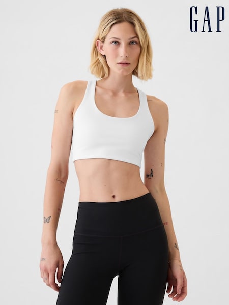 Gap White Power Medium Impact Racerback Sports Bra (W79033) | £25