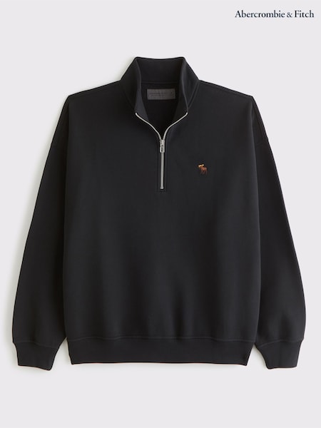 Abercrombie & Fitch Black Small Logo Half Zip Jumper (W79129) | £60