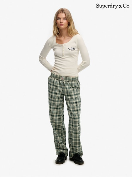Superdry Green Check Cotton Elastic Trousers (W79219) | £35