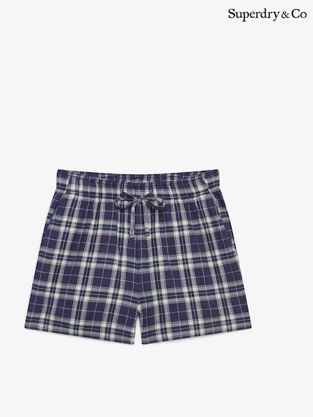 Superdry Navy Check Cotton Elastic Shorts (W79222) | £30
