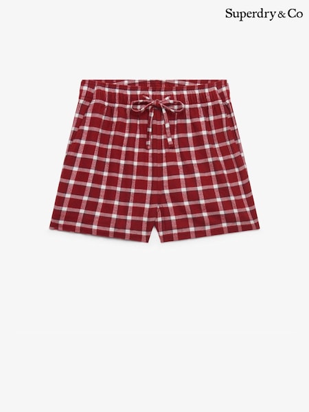 Superdry Burgundy Red Check Cotton Elastic Shorts (W79225) | £30