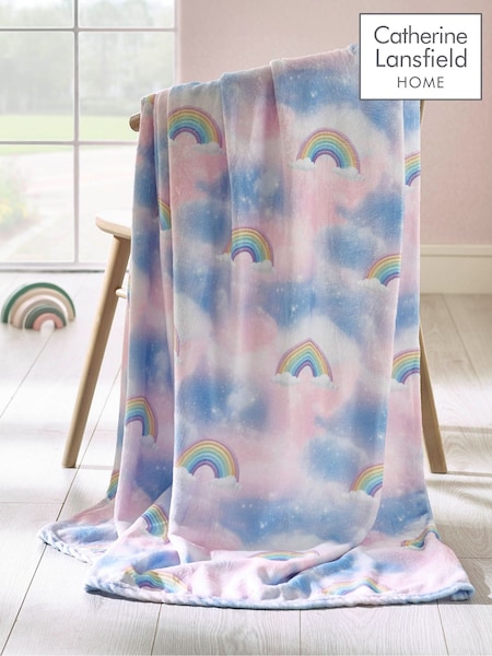 Catherine Lansfield Pink Candy Unicorn Cosy Fleece Blanket Throw (W79409) | £13