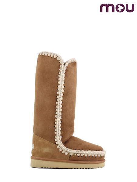 Mou Brown Eskimo 40 Sheepskin Lined Suede Knee High Boots (W79492) | £269