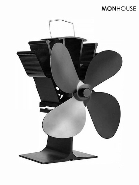 MONHOUSE Black Heat Powered Stove Fan 4 Aluminum Blade (W79516) | £35