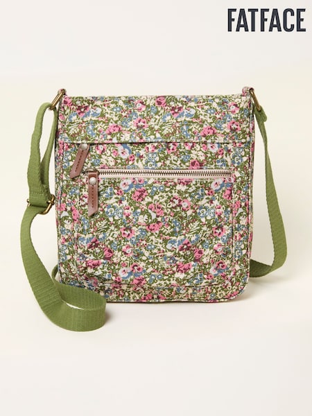 FatFace Green Ditsy Ditsy Floral Canvas Crossbody Bag (W79554) | £29.50