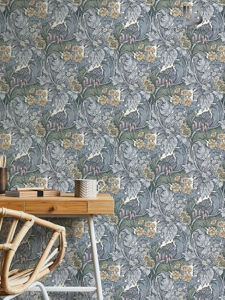 Laurence Llewelyn-Bowen Blue Hedgerovia Floral 10M Wallpaper (W79633) | £50