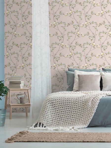 Galerie Pink Spring Blossom Chinoiserie 10M Wallpaper (W79672) | £57