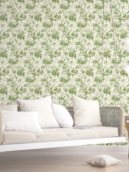 Galerie Green French Country Floral Print 10M Wallpaper (W79705) | £87