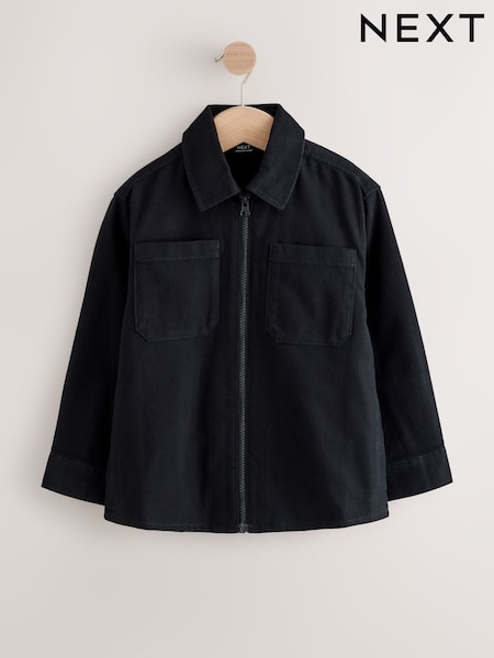 Black Brushed Zip Overshirt (3-16yrs) (W79863) | £19 - £24