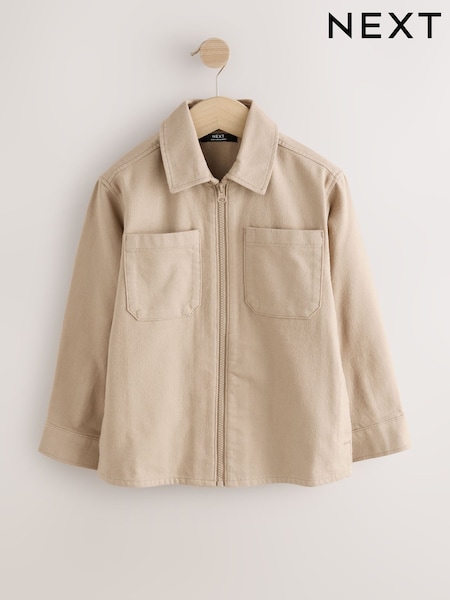 Stone Brushed Zip Overshirt (3-16yrs) (W79873) | £19 - £24