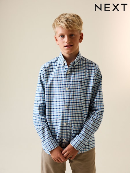 Blue Gingham Single Oxford Shirt (3-16yrs) (W79962) | £12 - £17