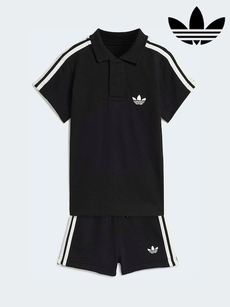 adidas Originals Black Knit Polo and Shorts Infant Set (W80478) | £30