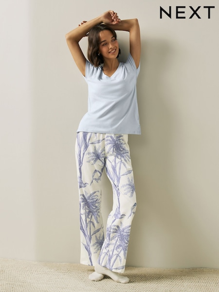 Lilac Purple Palm Short Sleeve Pyjamas (W80718) | £16