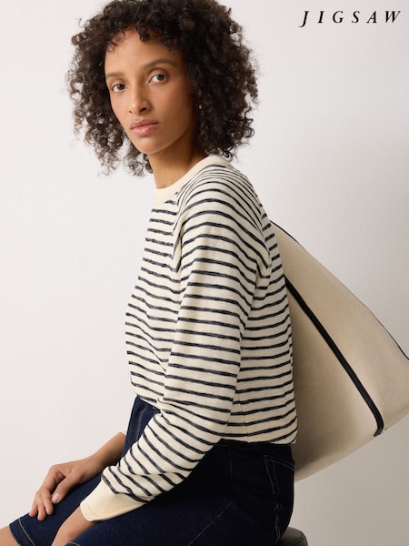 Jigsaw Blue Textured Stripe Sweatshirt (W80801) | £85