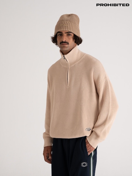 Prohibited Cream Scout Knit Half-Zip Jumper (W80837) | £77