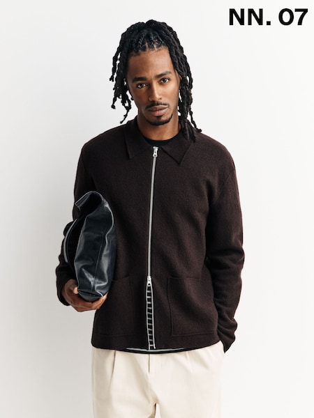 NN.07 Brown Jonas Zip Front Jumper (W81043) | £250