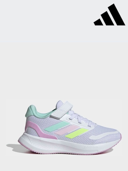 adidas White/Aqua Runfalcon 5 Elastic Lace Running Kids Trainers (W81288) | £30