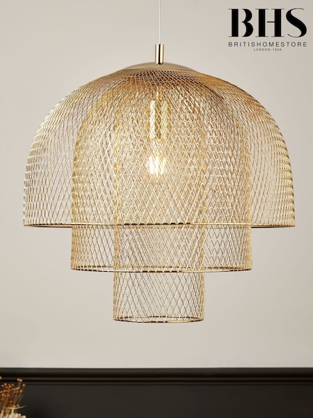 BHS Gold Georgia Mesh Ceiling Pendant Light (W81307) | £160