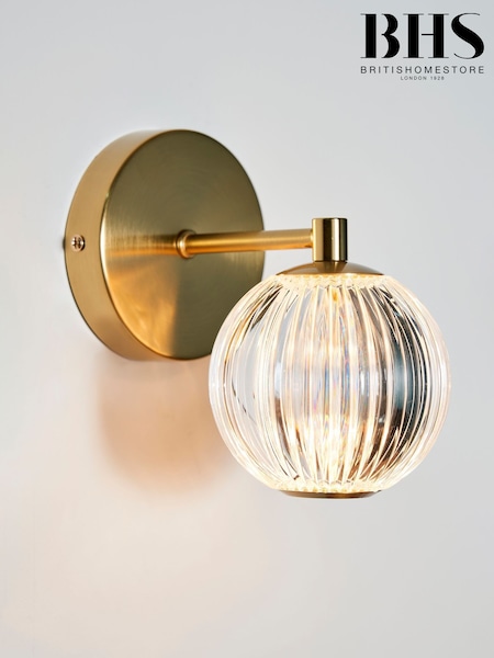 BHS Warm Brass Clear Rimi Acrylic Ball Wall Light (W81314) | £35