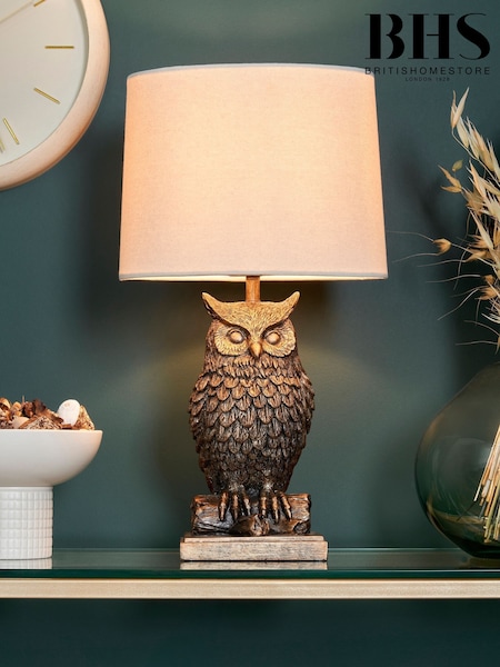 BHS Bronze Black Owl Table Lamp (W81323) | £60