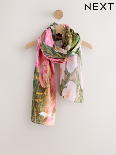Pink Benjamin MacGregor Artist Colaboration Lightweight Scarf (W81326) | £22