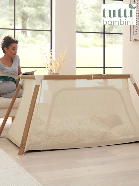 Tutti Bambini Scandinavian Walnut Ecru CoZee Go Travel Cot & Playpen (W81501) | £169